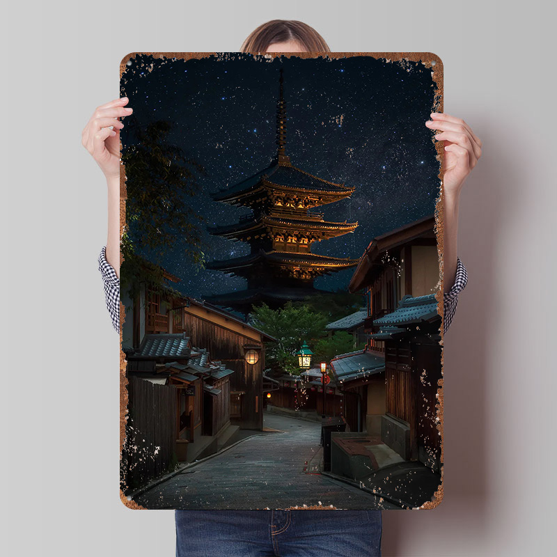 Kyoto Night Tinplate Poster Cu - Retro Gaming Kyoto recension och pris